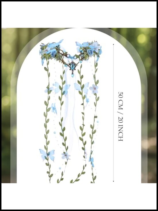 Woodland Flower Fairy Headpiece - Floral Elf Crown with Butterflies for main image 4